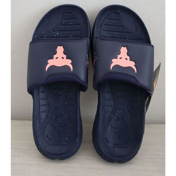 Under Armour 3026034-403 Men\'s 10 Women\'s 11.5 Navy/Orange Project Rock 3 Slides main image 11